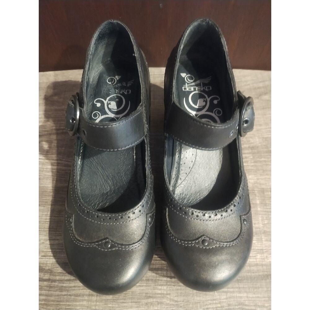 Dansko Black Leather Mary Jane Comfort Shoes Buckle Adjustable Strap EU 37 Dance - Picture 8 of 11